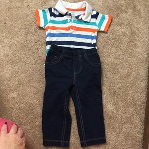 Boys Outfit Collared Shirt Stretch Jeans